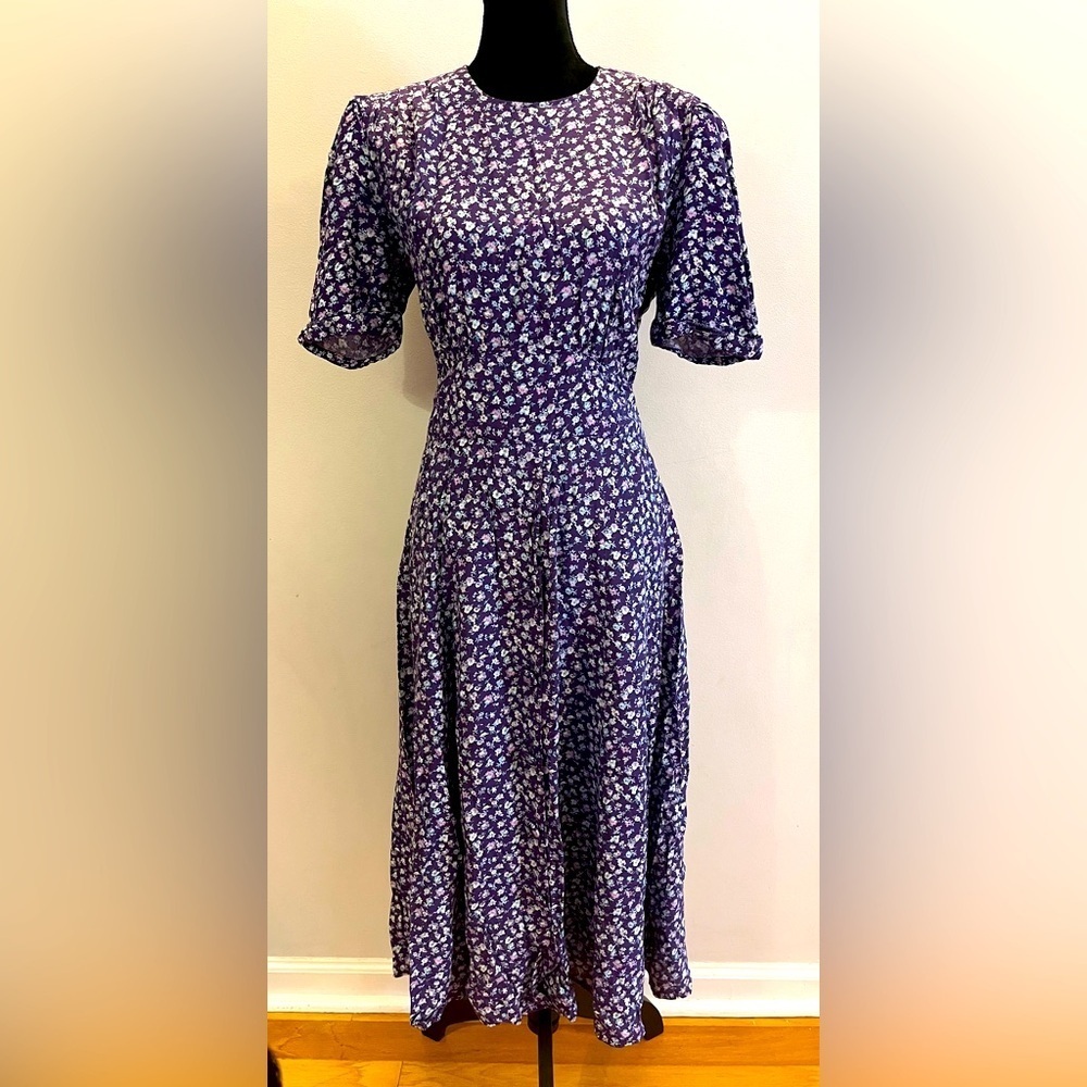 VTG Karin Stevens Purple Floral Dress, size 12 (runs small)
